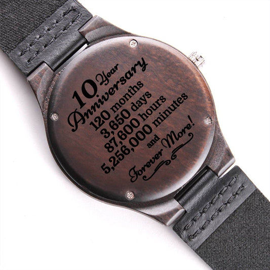 10th Anniversary Gift for Him, Engraved Wooden Watch Gift for Husband