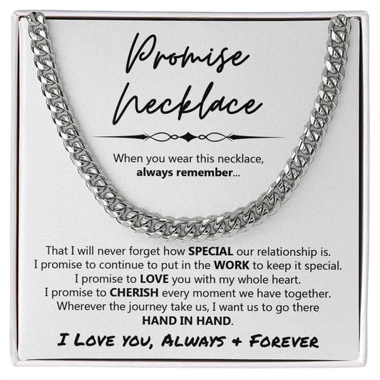 Promise Necklace for Him, To My Man Cuban Link Chain, Boyfriend Birthday Gift, Anniversary Christmas Gift for Him, Valentine's Day Gift