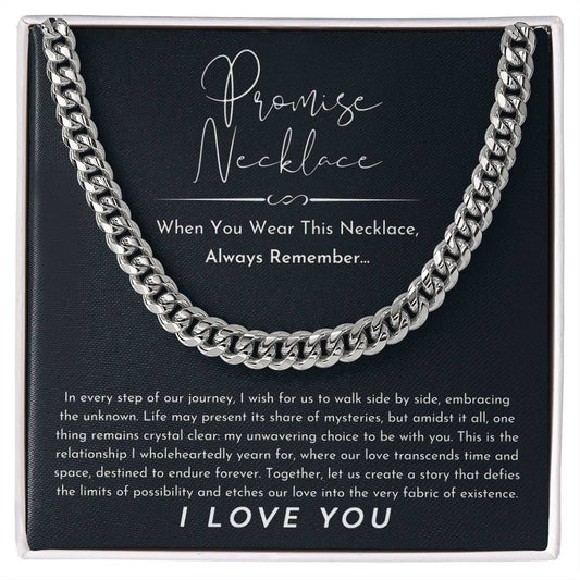 Promise Necklace for Him, To My Man Cuban Chain Necklace, Anniversary Gift for Boyfriend Husband, Christmas Gift for Him