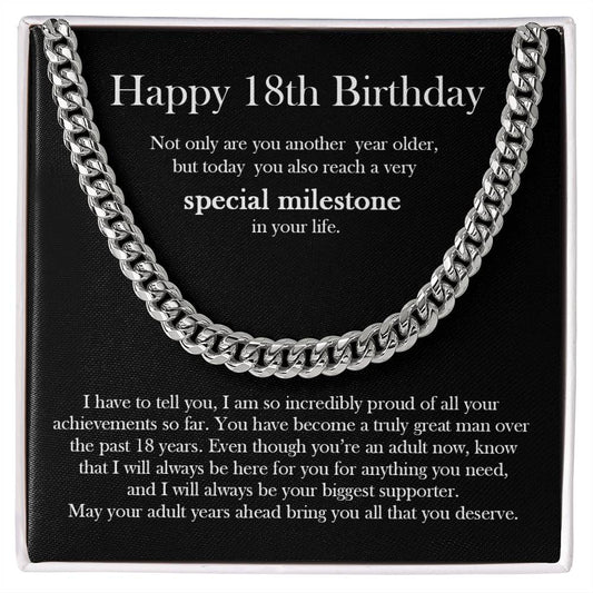18th Birthday Necklace for Boys, Gift for 18 Year old, Eighteenth Birthday Present Ideas