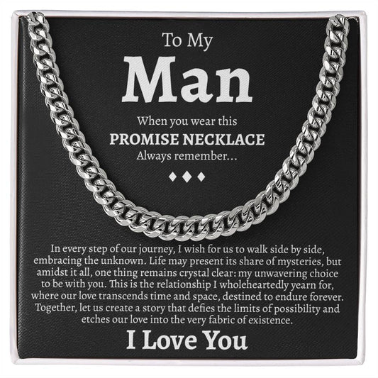 Promise Necklace for Him, To My Man Cuban Link Chain Necklace, Anniversary Gift For Him, Boyfriend Promise Necklace Gift