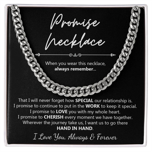 Promise Necklace Gift for Him, To My Man Cuban Chain Necklace, Anniversary Gift for Boyfriend Husband
