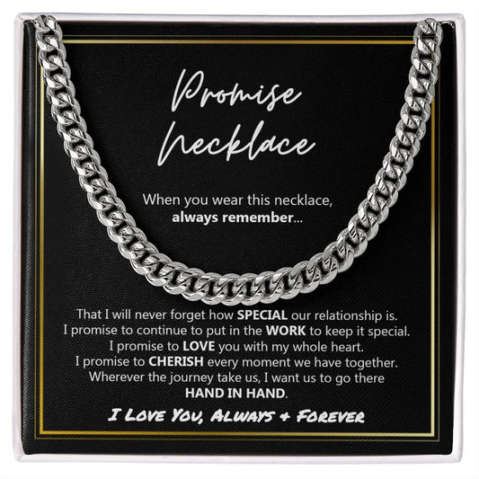 Promise Necklace for Him, Gift for Boyfriend, To My Man Cuban Chain Necklace, Boyfriend Christmas Gift, Anniversary Gift for Him