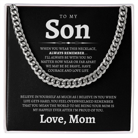 Son Gift from Mom, To My Son Cuban Chain Necklace, Son Birthday Gift, Christmas Gift