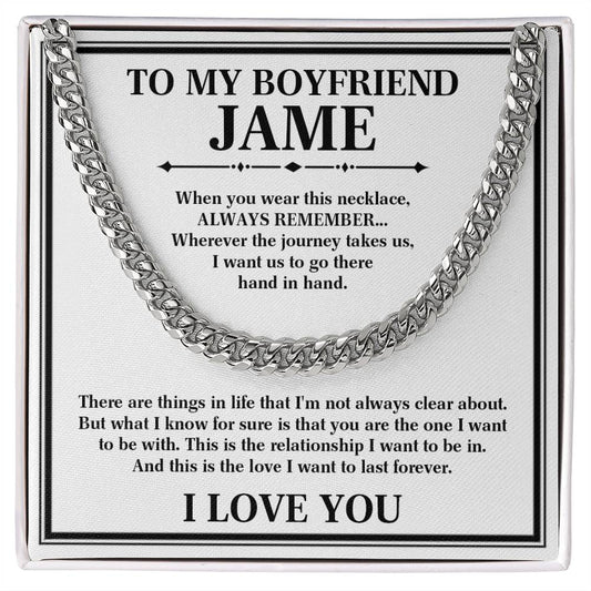 Personalized Gift for Boyfriend, To My Boyfriend Cuban Chain Necklace, Anniversary Gift Christmas Gift for Him