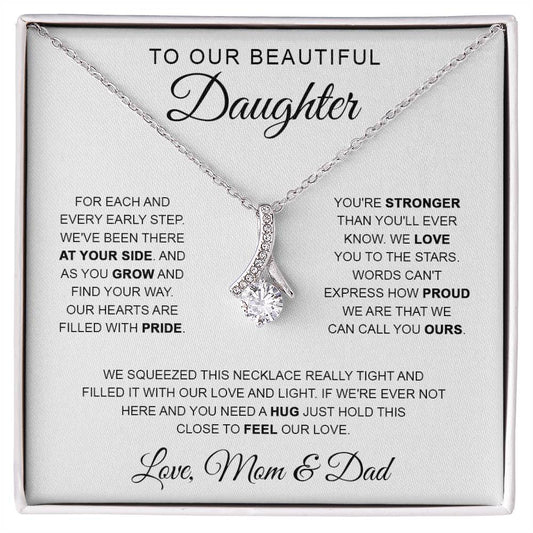 To Our Beautiful Daughter Necklace, Sentimental Gift for Daughter from Mom Dad, Daughter Birthday Christmas Gift from Parents