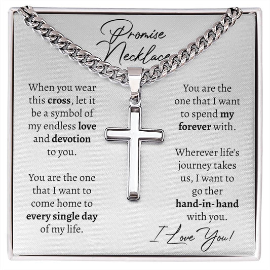 Promise Necklace for Him, To My Man Cross Necklace, Anniversary Gift Christmas Gift for Boyfriend Husband, Valentine's Day Gift