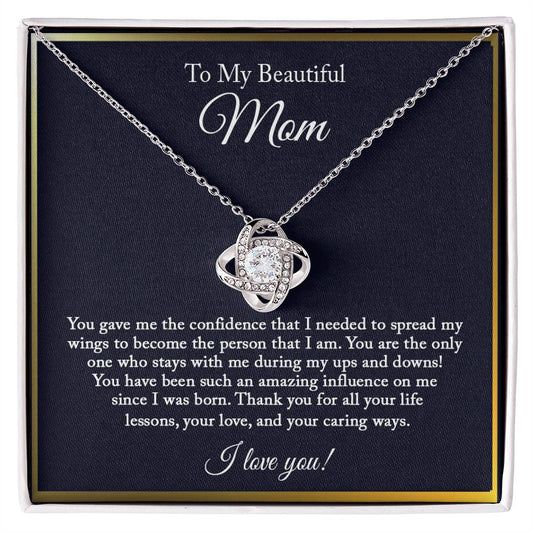 Gift for Mom from Daughter Son, To My Beautiful Mom Necklace, Mom Christmas Gift, Mother's Day Gift for Mom