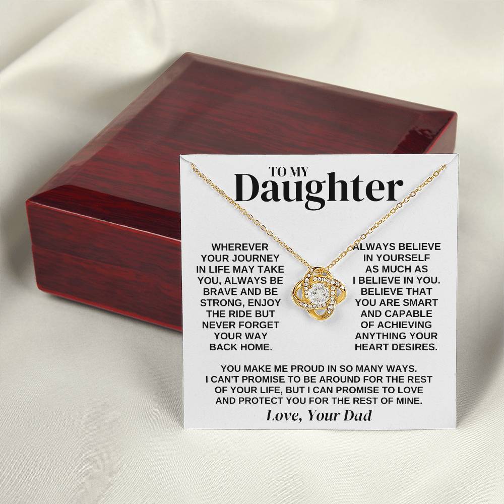 Daughter Gift from Dad, To My Daughter Love Knot Necklace, Daughter Christmas Gift, Birthday Gift for Daughter