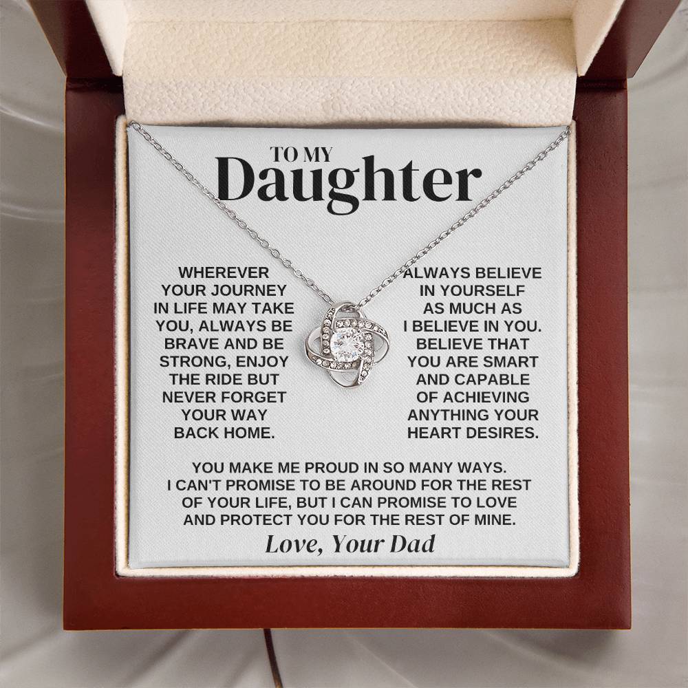 Daughter Gift from Dad, To My Daughter Love Knot Necklace, Daughter Christmas Gift, Birthday Gift for Daughter