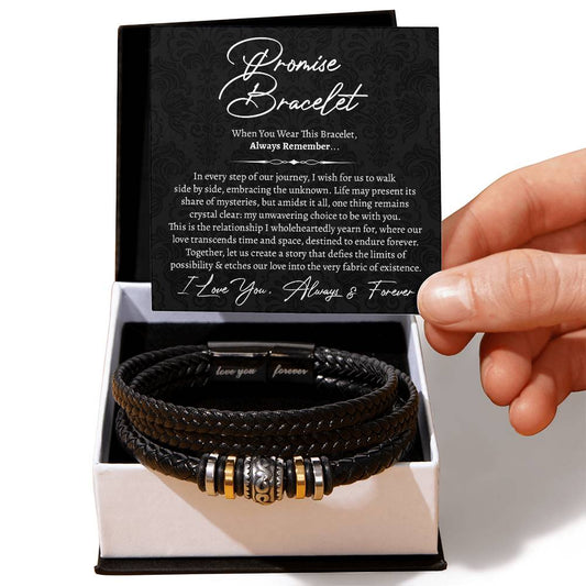 Promise Bracelet Gift for Him, To My Man Leather Bracelet, Anniversary Gift for Boyfriend Husband, Boyfriend Birthday Gift, Valentine's Day Christmas Gift