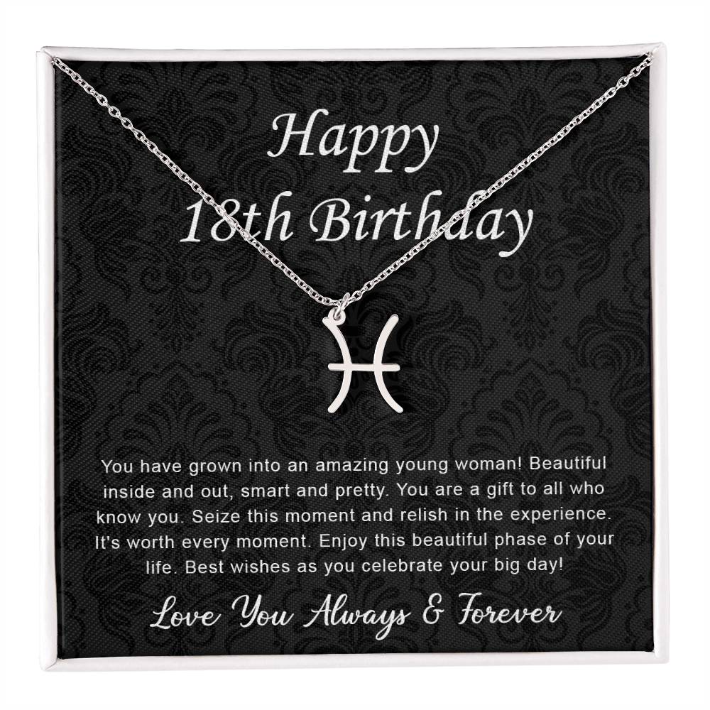 18th Birthday Necklace Gift, Gift for 18 Year Old Girl, Zodiac Necklace for Girl